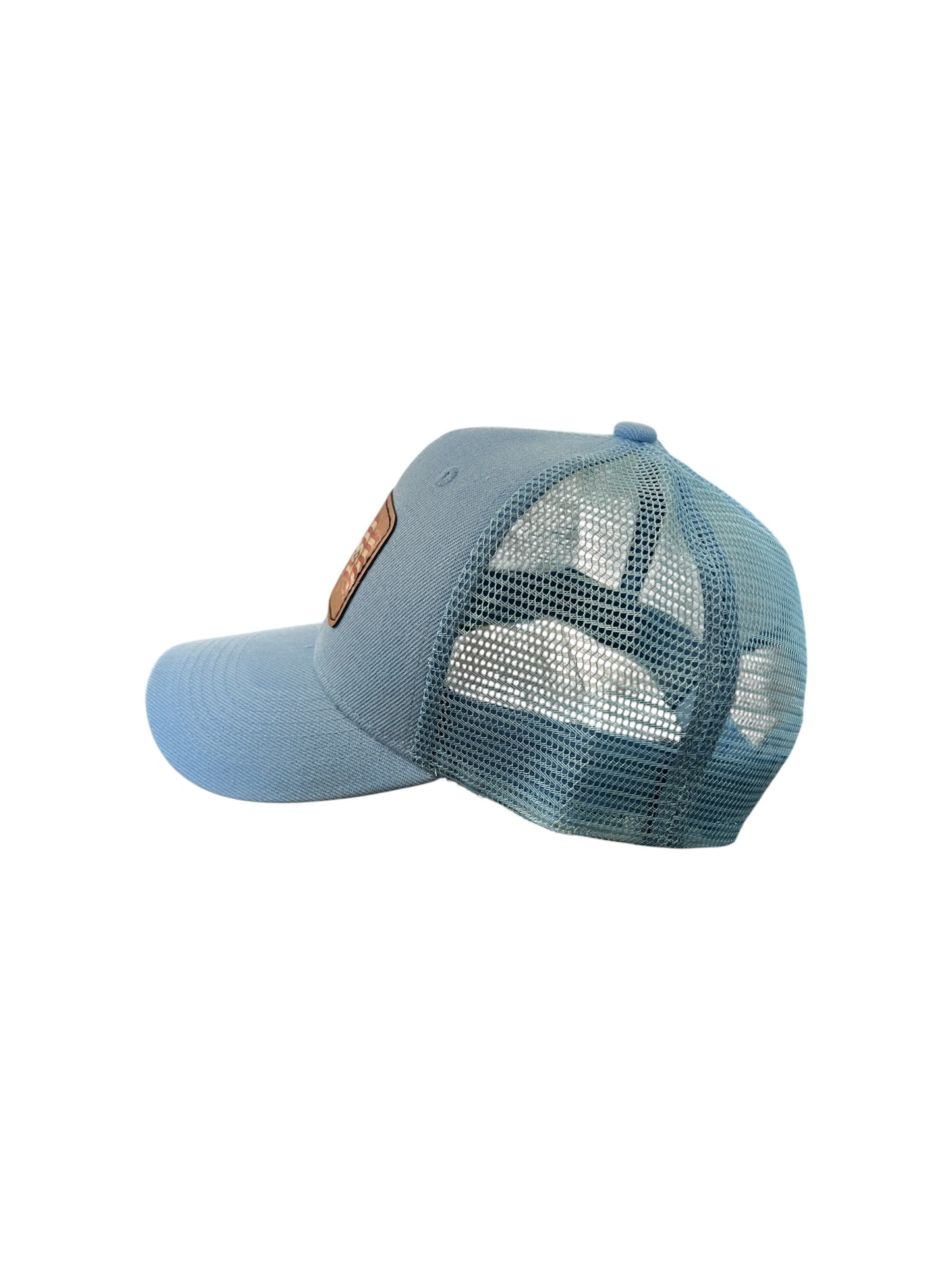Blue mesh cap on a white background