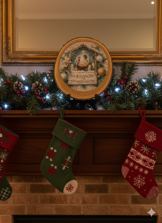 The Reason for the Season Wooden Nativity Display – 9×9-Inch Tabletop Christmas Decor