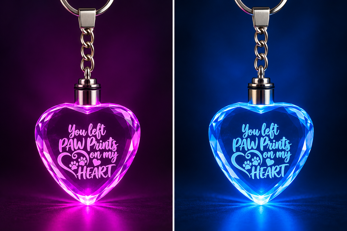 Heart glowing pink and blue.