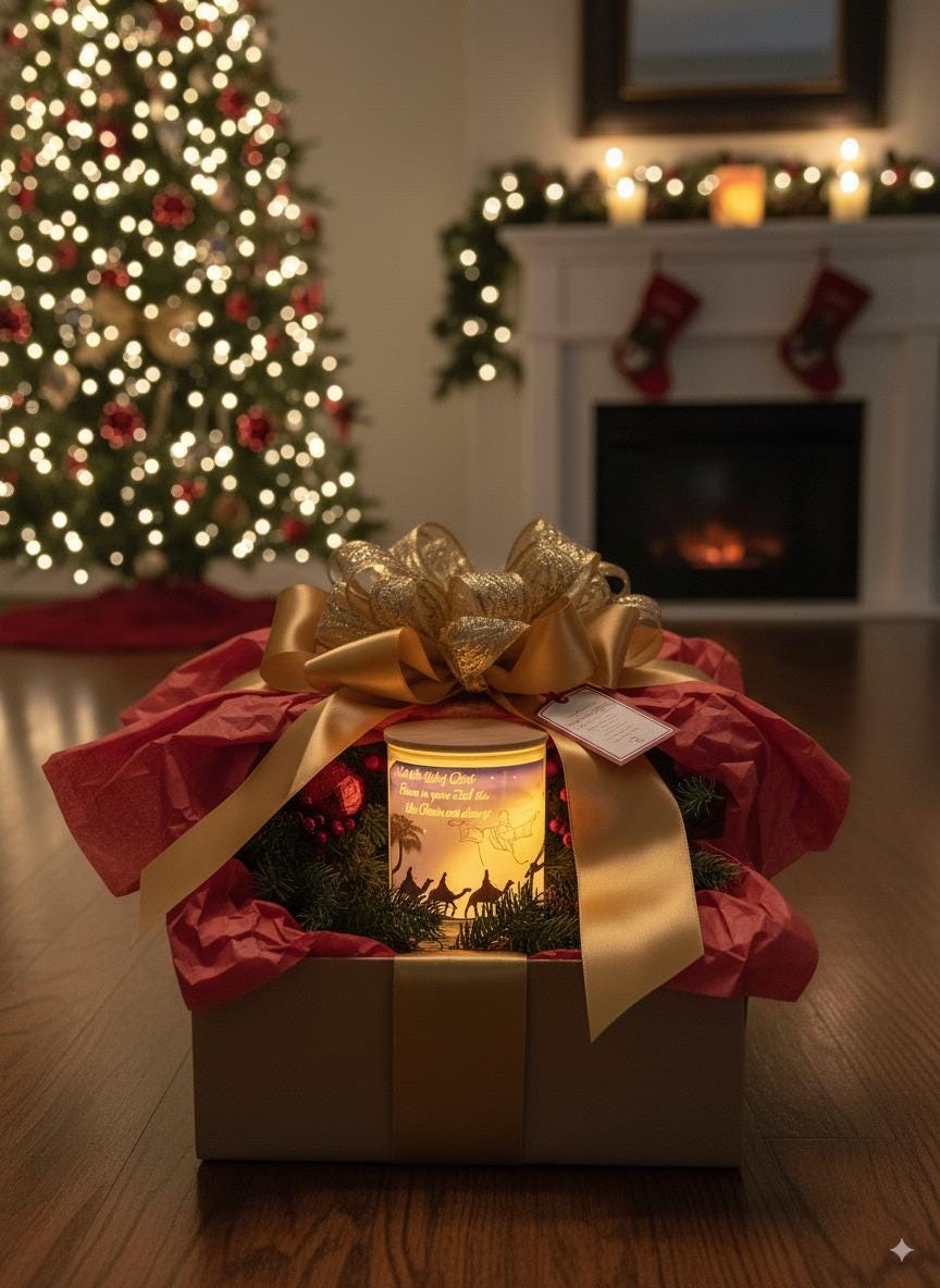 Inspirational Flameless Christmas Candle Jar | Christian Gift