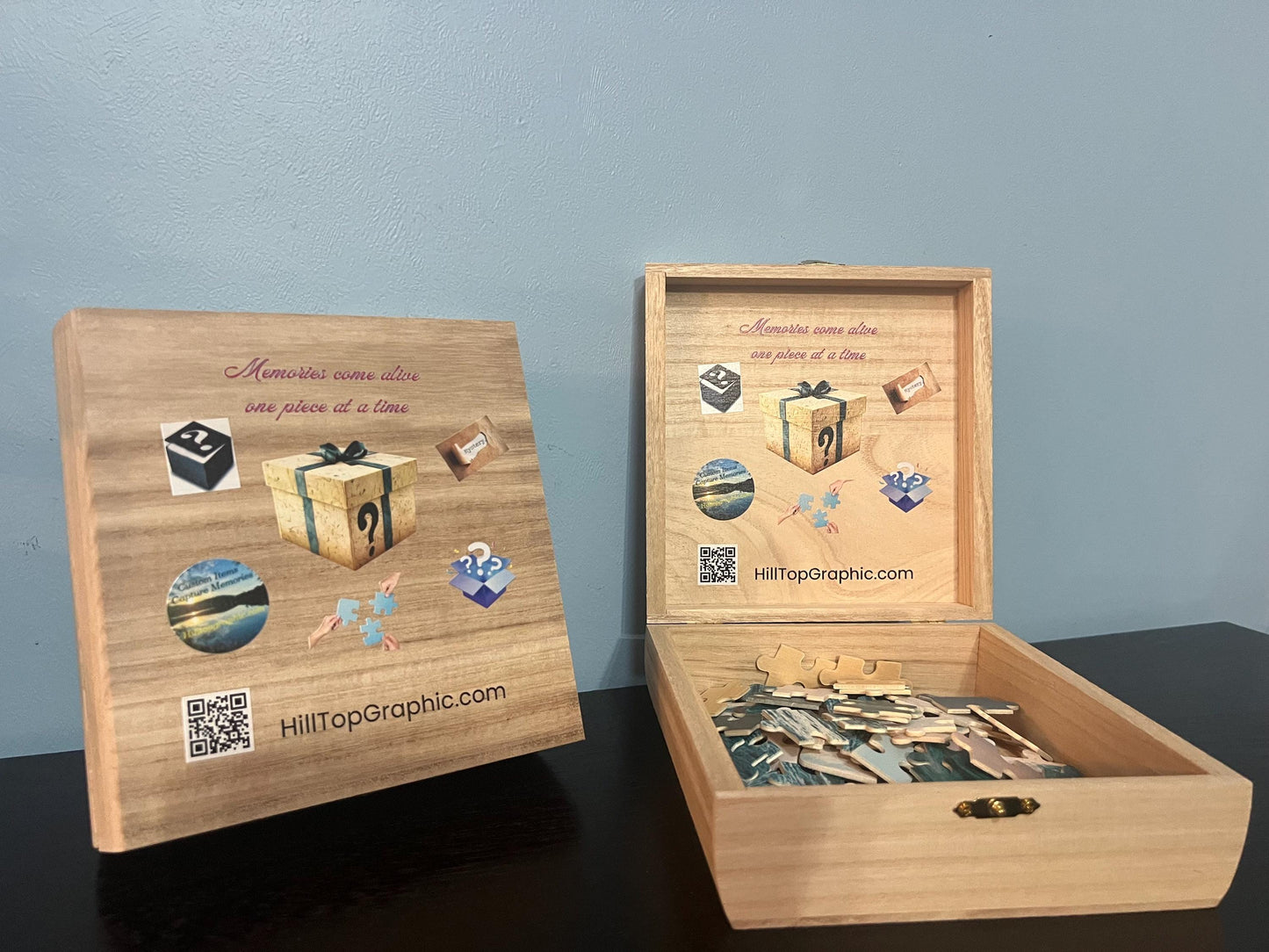Personalized Photo Jigsaw Puzzle with Wooden Storage Box