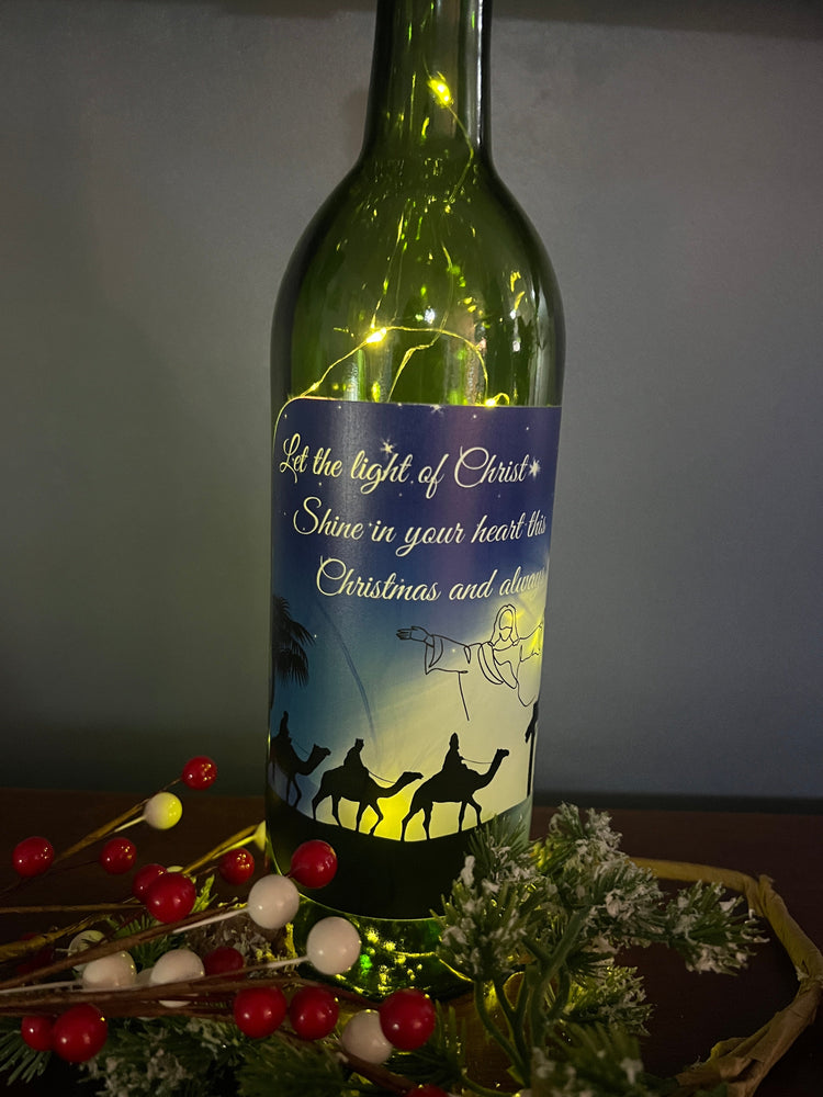 Christmas Lighted Wine Bottle