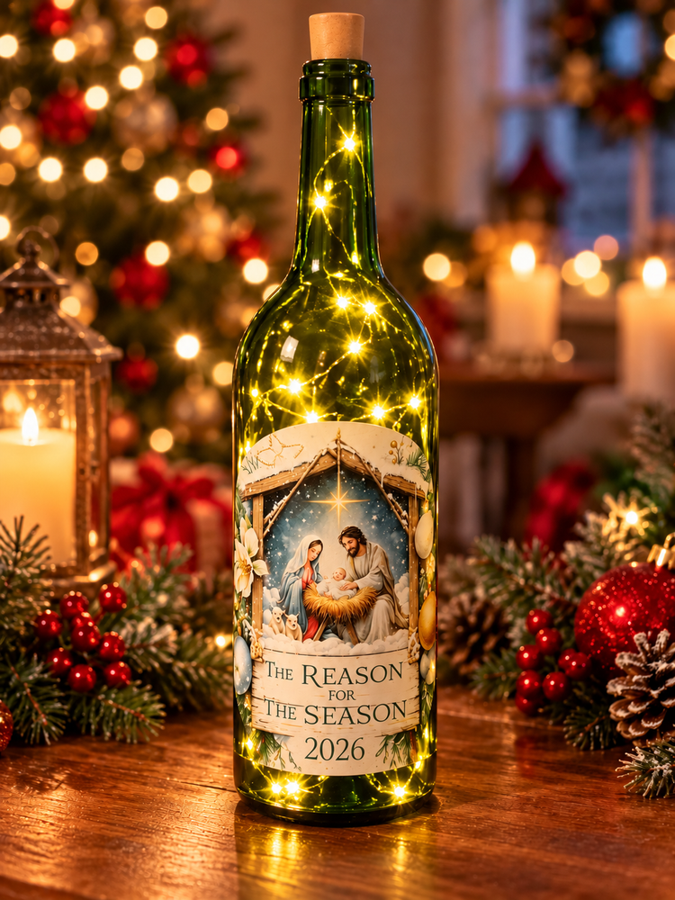 Christmas Lighted Wine Bottle