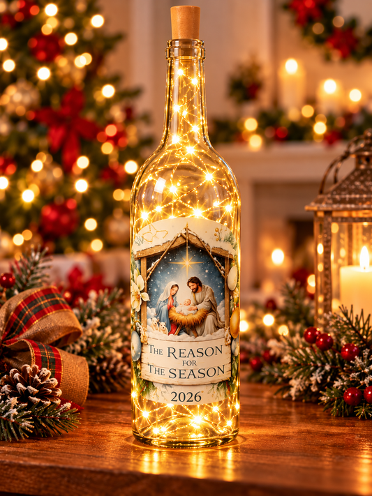 Lighted Nativity Wine Bottle | Christian Christmas Decor
