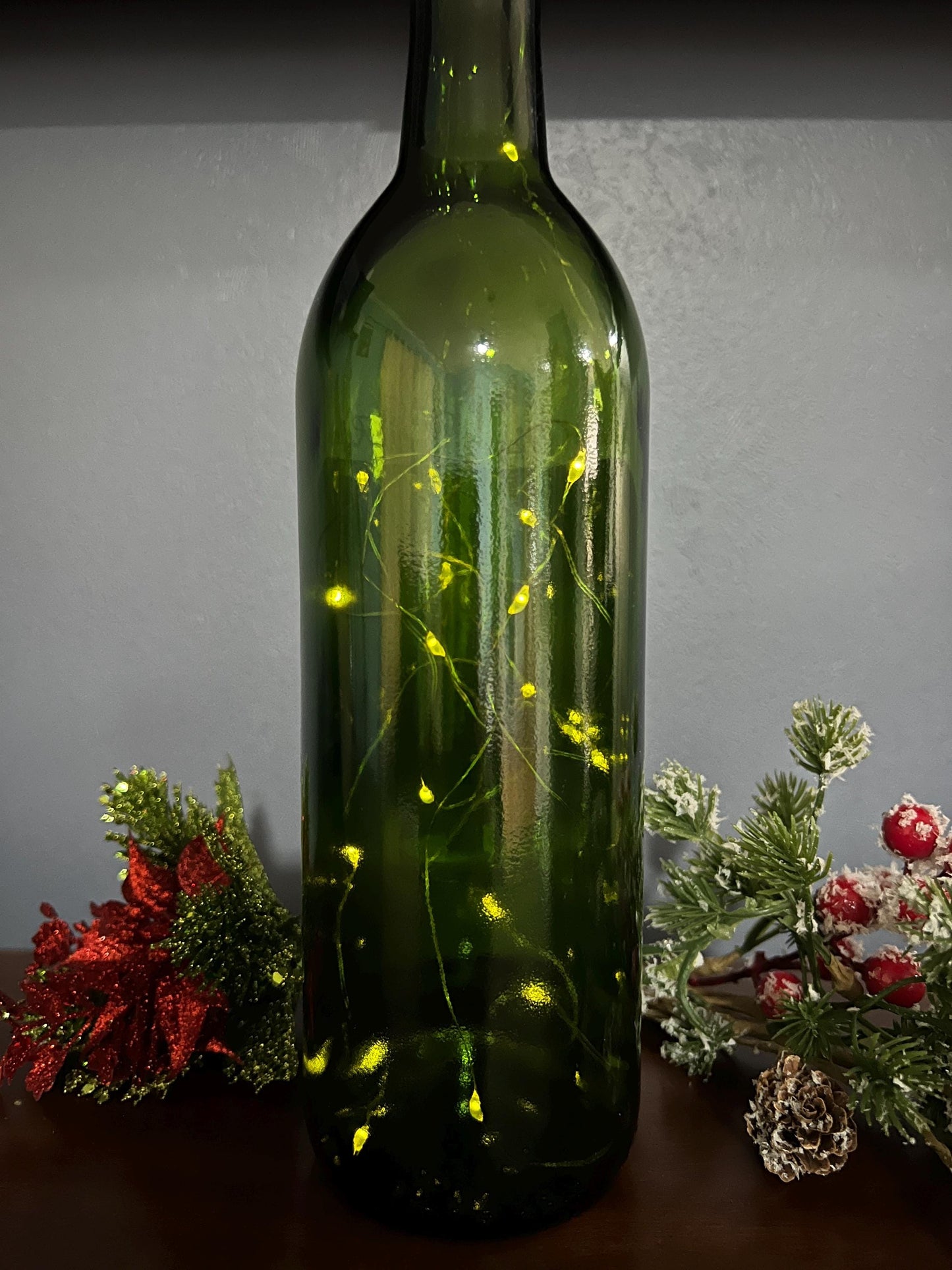 Lighted Christmas Wine Bottle | Fireplace & Stockings Scene - 2025 Gift
