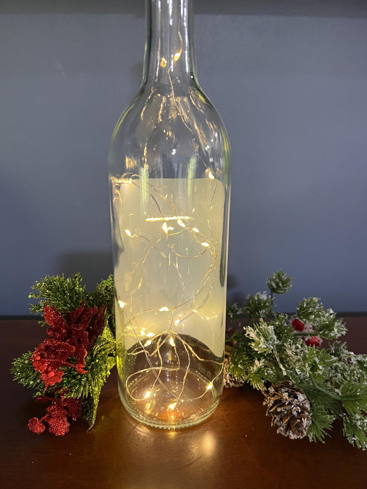 Lighted Wine Bottle | Christian Christmas Decor | Inspirational Gift