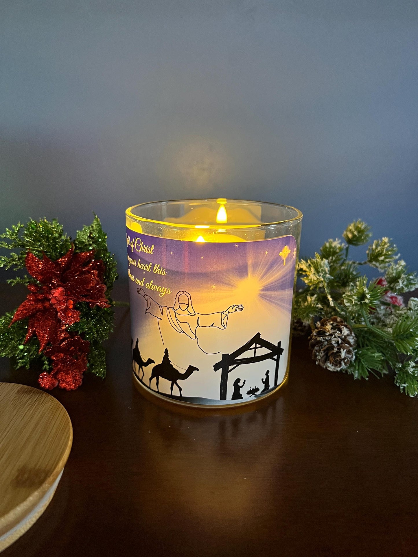 Inspirational Flameless Christmas Candle Jar | Christian Gift