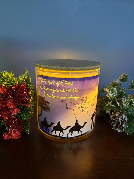 Inspirational Flameless Christmas Candle Jar | Christian Gift