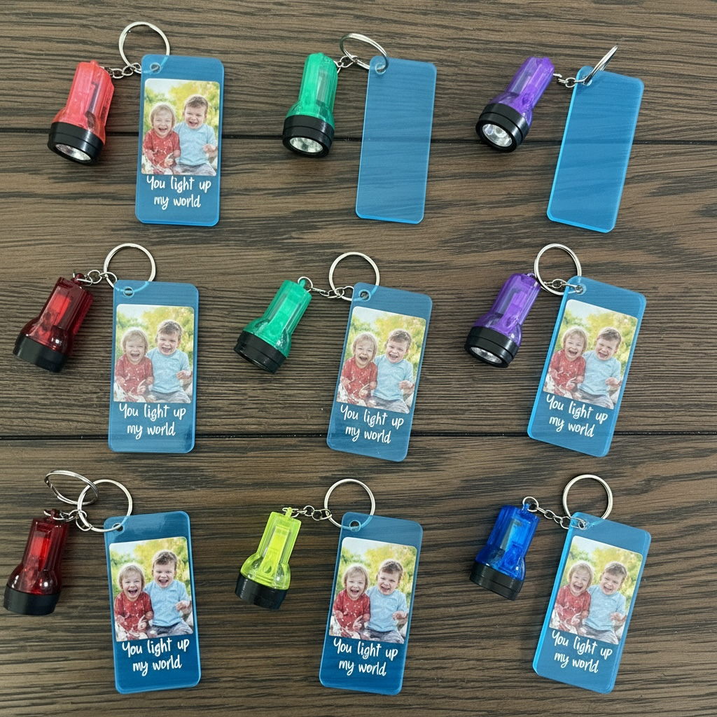 Grandchildren photos on keychain flashlights
