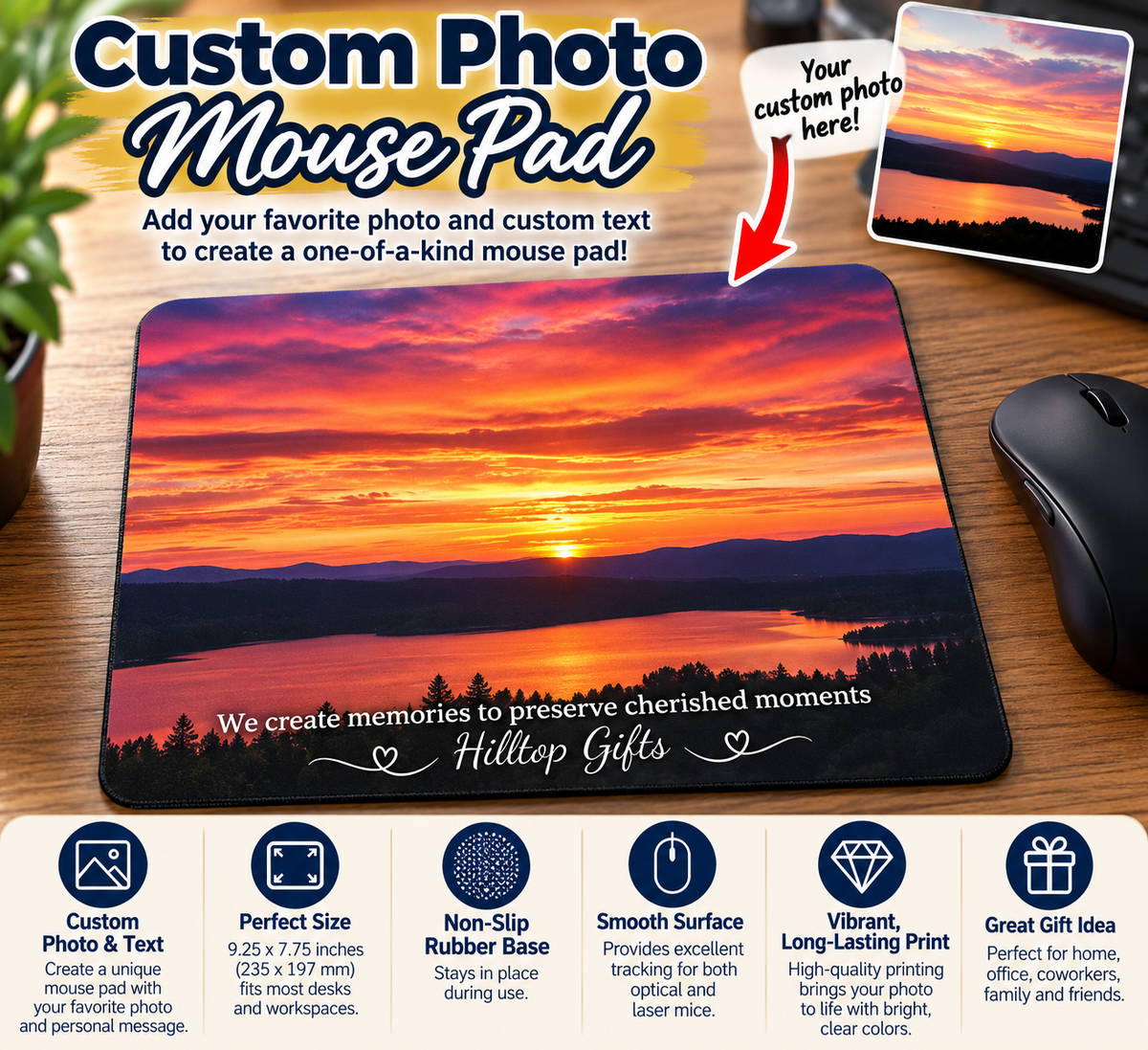 custom mouse pad with your own photo and text