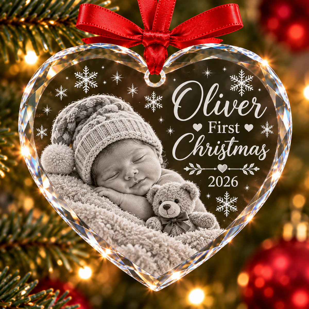 Baby's first Christmas heart shaped ornament. 
