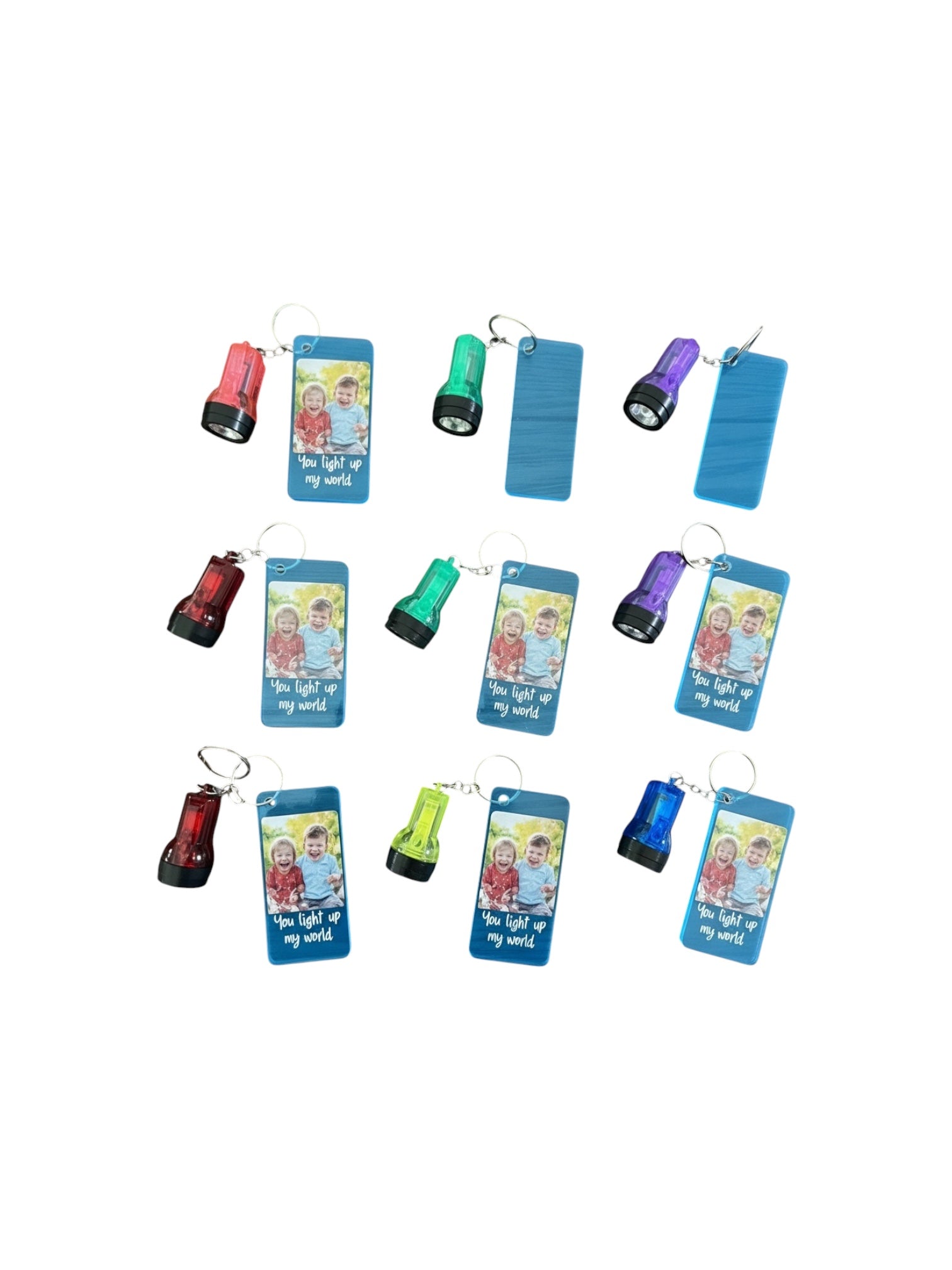 Grandchildren photo on keychain flashlights