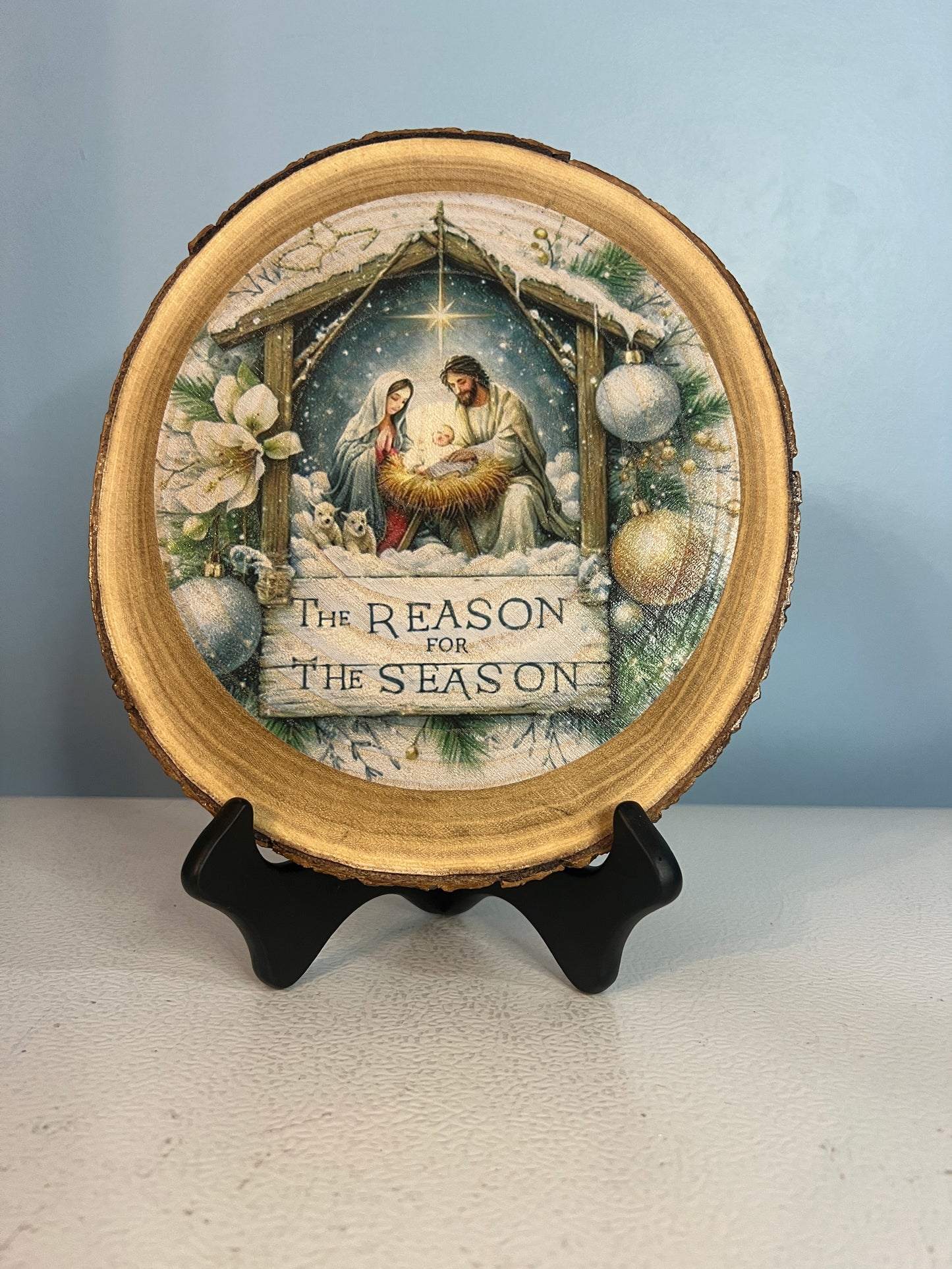The Reason for the Season Wooden Nativity Display – 9×9-Inch Tabletop Christmas Decor