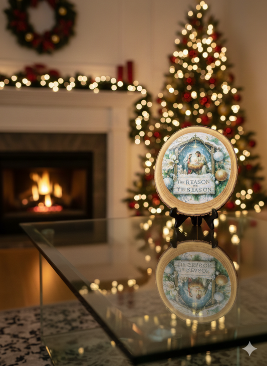 The Reason for the Season Wooden Nativity Display – 9×9-Inch Tabletop Christmas Decor