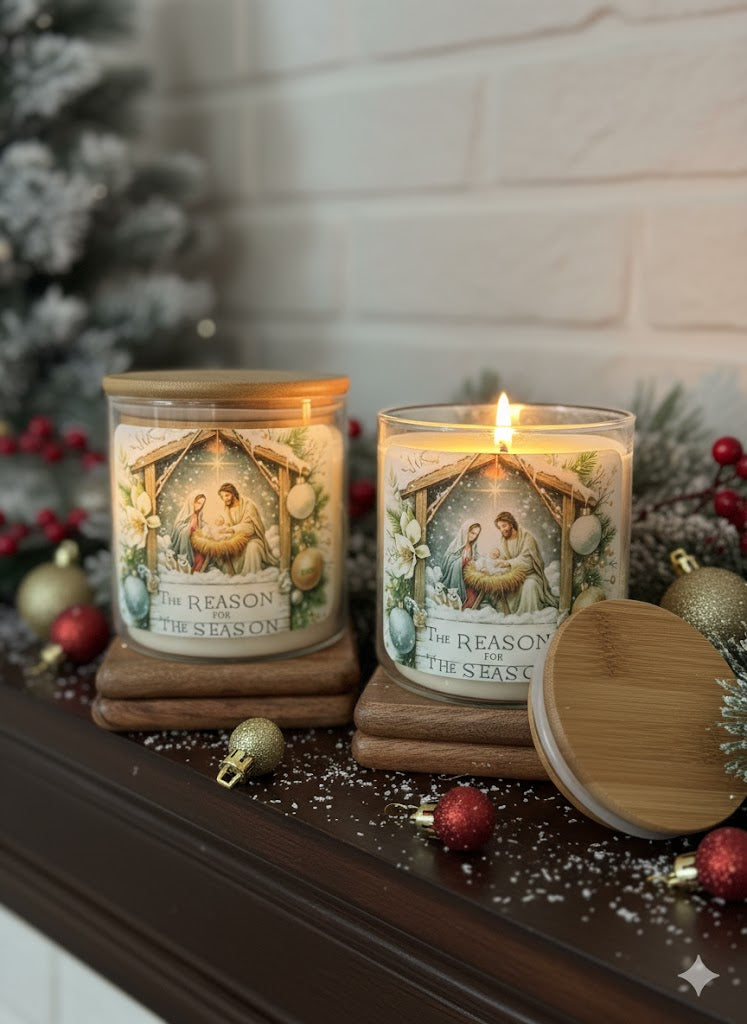“The Reason for the Season” Flameless Candle

Celebrate the heart of Christmas with our “The Reason for the Season” Flameless Candle. Beautifully designed with a peaceful nativity scene surrounded by festive greenery and ornaments, this elegant glass candle brings both light and meaning to your holiday décor — safely and beautifully.

Each candle includes a realistic flameless LED light that flickers just like a real flame, creating a cozy, faith-filled glow without any smoke, heat, or mess. Complete with a