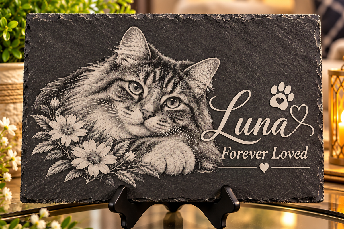 sketch image of a cat with the words forever loved 